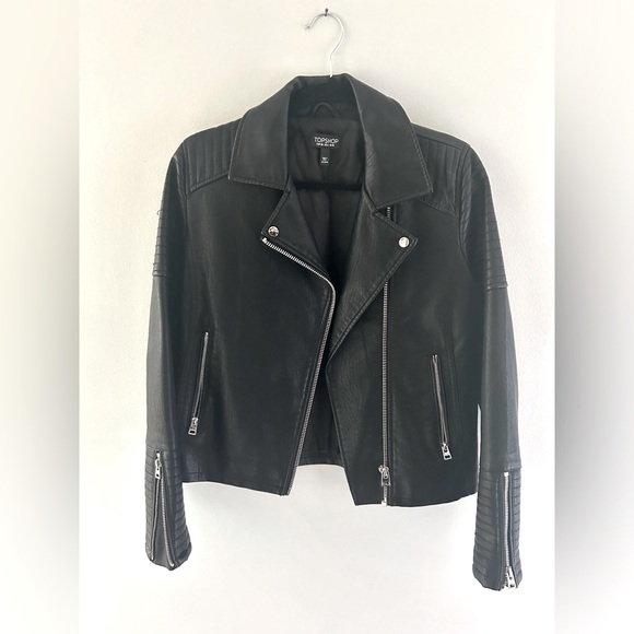 Topshop Jackets & Blazers - Topshop Vegan leather moto jacket size 6